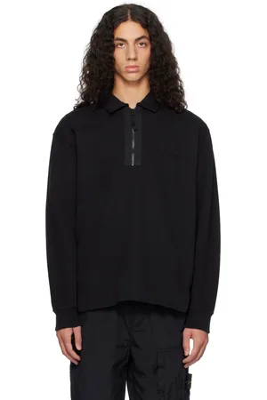 Stone Island Black Half-Zip Polo