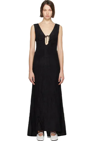 Silk Laundry Crinkle Peek-A-Boo Maxi Dress