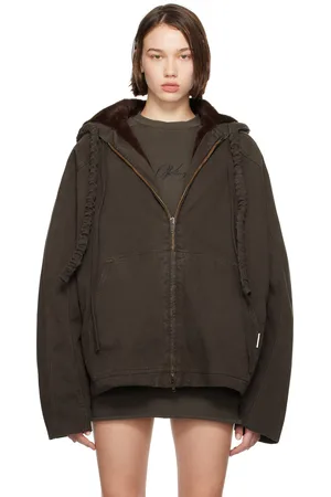 OTTOLINGER Brown Furry Denim Reversible Jacket