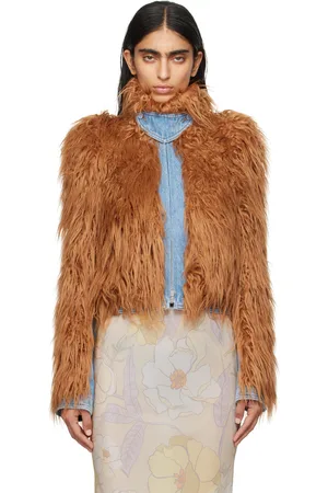 DRIES VAN NOTEN Tan Paneled Faux-Fur Jacket