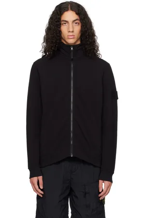Stone Island Black 628F7 Organic Cotton Fleece Ghost Jacket