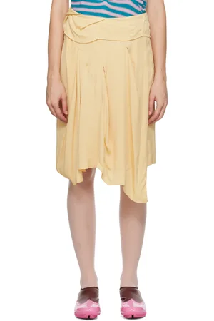 Kiko Kostadinov Yellow Kukri Draped Midi Skirt