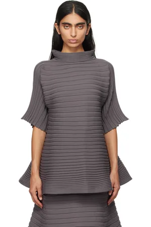 PLEATS PLEASE ISSEY MIYAKE Gray Bounce Knit Turtleneck