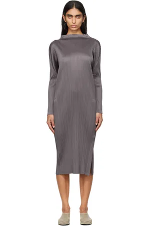 PLEATS PLEASE ISSEY MIYAKE Gray Monthly Colors September Midi Dress