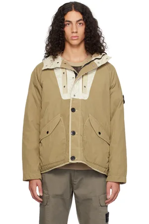 Stone Island Beige Contrast Panama Hooded Jacket