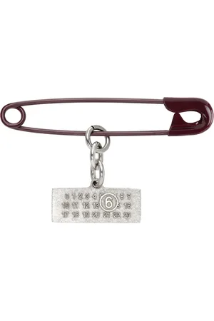 Maison Margiela Burgundy Safety-Pin Brooch