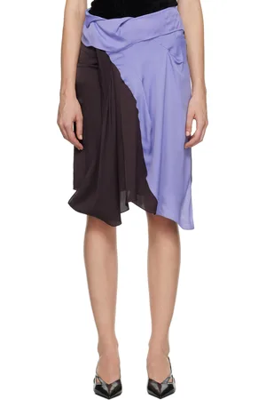 Kiko Kostadinov Brown & Purple Kukri Draped Midi Skirt