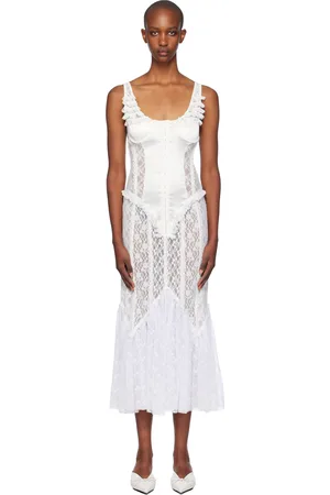 pushBUTTON Corset Point Shirring Midi Dress