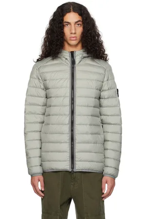 Stone Island Gray 40324 Loom Woven Chambers Down Jacket