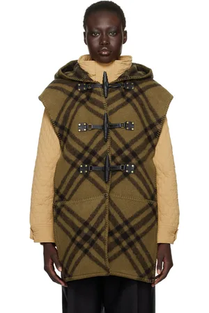 Burberry Khaki Check Wool Cape