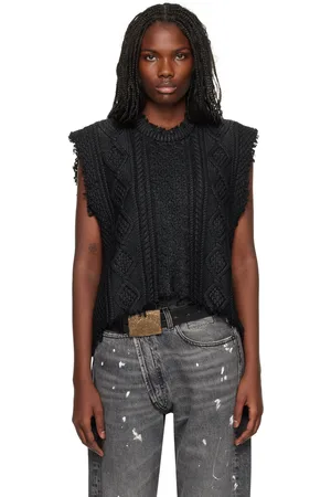 R13 Black Boyfriend Cable Sweater Vest