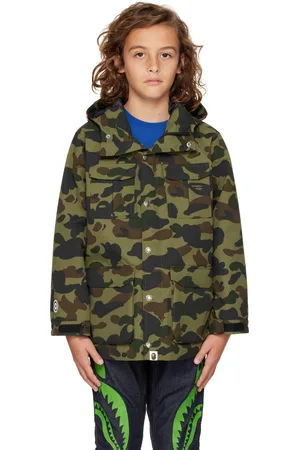 BAPE Kids Khaki 1st Camo Shark Mountain Jacket