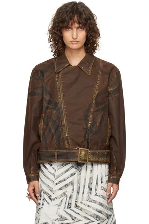 Masha Popova Brown Oversized Double Rider Jacket