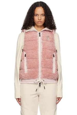 Moncler Pink Padded Teddy Zip-Up Down Vest