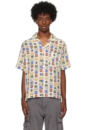 Rhude Beige Trucker Print Silk Shirt