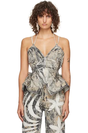Masha Popova White & Black Drift Tank Top