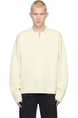 Represent Off-White Ribbed Knit Polo