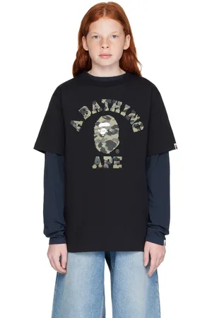 BAPE Kids Black 1st Camo College T-shirt