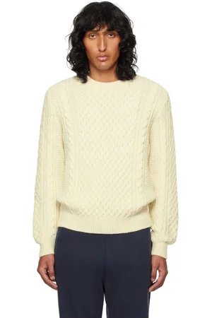 Sunspel Off-White Cable Knit Sweater