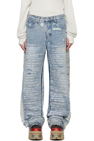 Who Decides War Blue Ultra Flare Scripture Jeans
