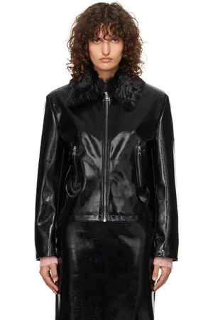 Msgm Black Patent Faux-Leather Jacket