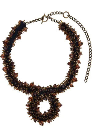 DRIES VAN NOTEN Brown Embroidered Necklace