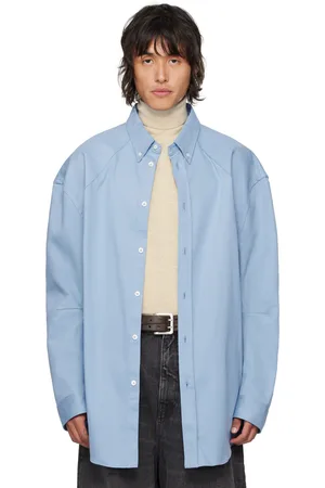 Hed Mayner Blue Moleskin Shirt