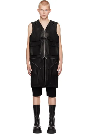 Rick Owens Black Porterville Utility Leather Vest