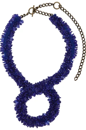 DRIES VAN NOTEN Blue Embroidered Necklace