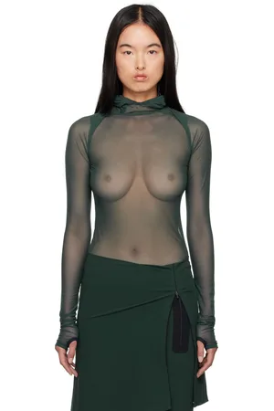 JOHANNA PARV Green Mesh Hoodie