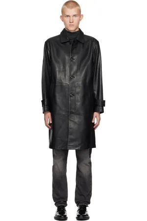 HUGO BOSS Black Regular-Fit Leather Coat