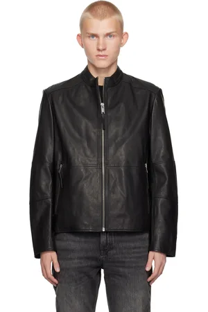 HUGO BOSS Black Slim-Fit Leather Jacket