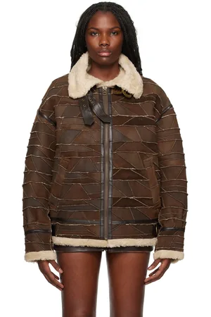 Guess Brown Patchwork Faux-Shearling Jacket