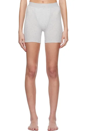 SKIMS Gray Cotton Rib Boy Shorts