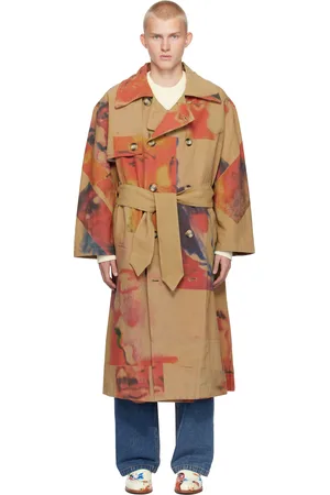 KIDSUPER STUDIOS Brown Faces Collage Trench Coat