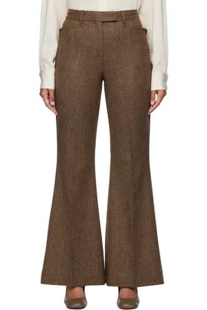 REMAIN Birger Christensen Brown Herringbone Flare Trousers