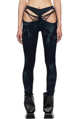 Masha Popova Navy Bows Front Twist Cut-Out Leggings