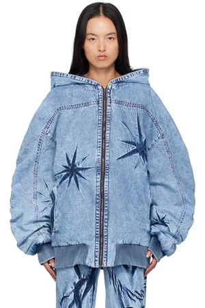 Masha Popova Blue Oversized Hooded Denim Jacket