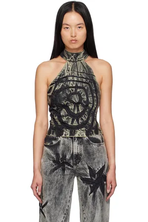 Masha Popova SSENSE Exclusive Denim Heart Halter Tank Top