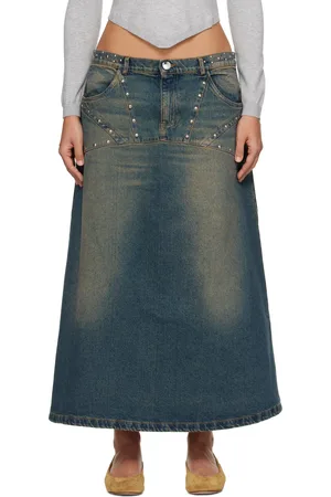 Gimaguas Studded Denim Maxi Skirt