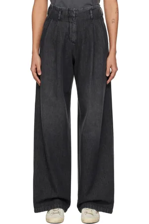 Golden Goose Gray Cotton Pleated Jeans