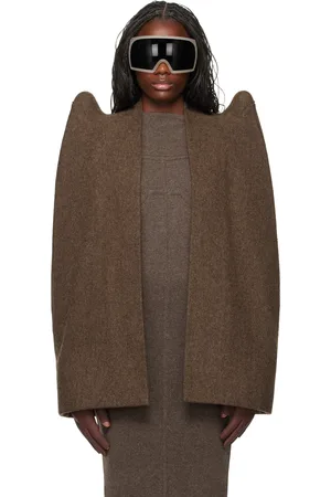 Rick Owens Brown Porterville Tec Cape Jacket