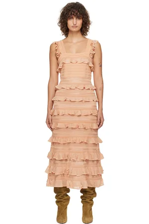 ZIMMERMANN Pink Illustration Frilled Midi Dress