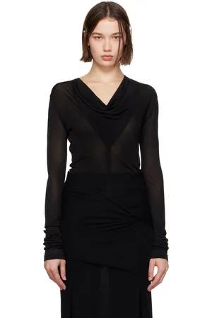Totême Black Draped V-Neck T-shirt