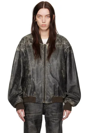 Acne Studios Black Faded Leather Jacket