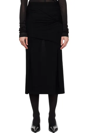 Totême Black Draped Fine Knit Midi Skirt