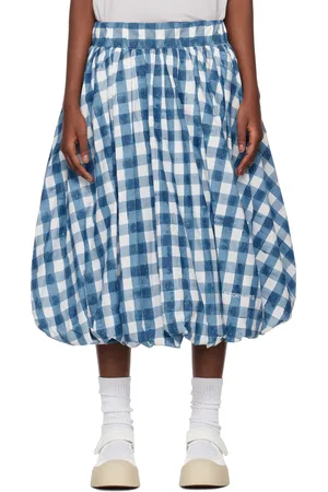Story Blue & White Marsh Midi Skirt