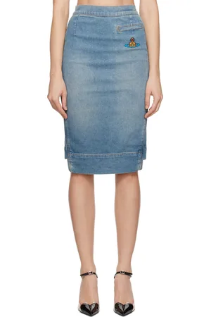 Vivienne Westwood Blue Pleat Denim Midi Skirt