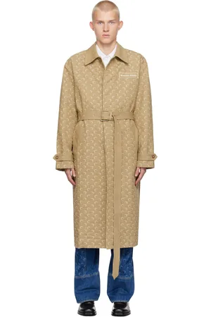Marine Serre Beige Moon Jacquard Twill Trench Coat
