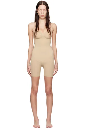 SKIMS Beige Seamless Sculpt Mid Thigh Bodysuit
